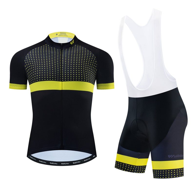 Cycling Kits Men Yellow Polka Dot