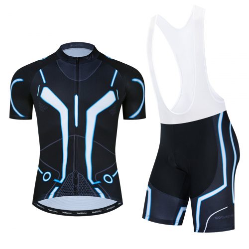 wulibike TRON design cycling clothes blue short-sleeved suit