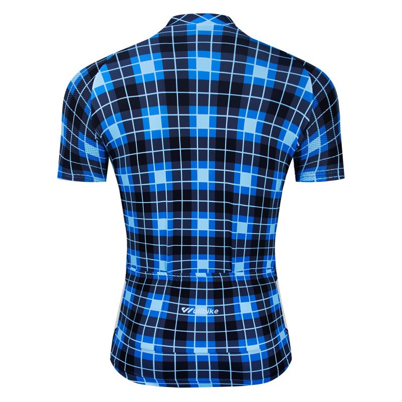 Retro Cycle Jersey Classic Plaid Blue - Image 2