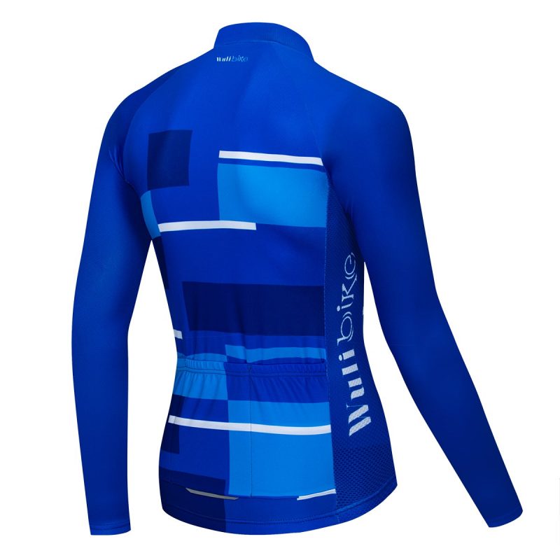 Simple Blue Cycling Jersey Long Sleeve - Image 2