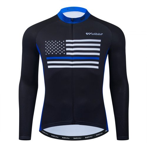 wulibike-America Flag-Long Sleeve-bike Jersey-men-01