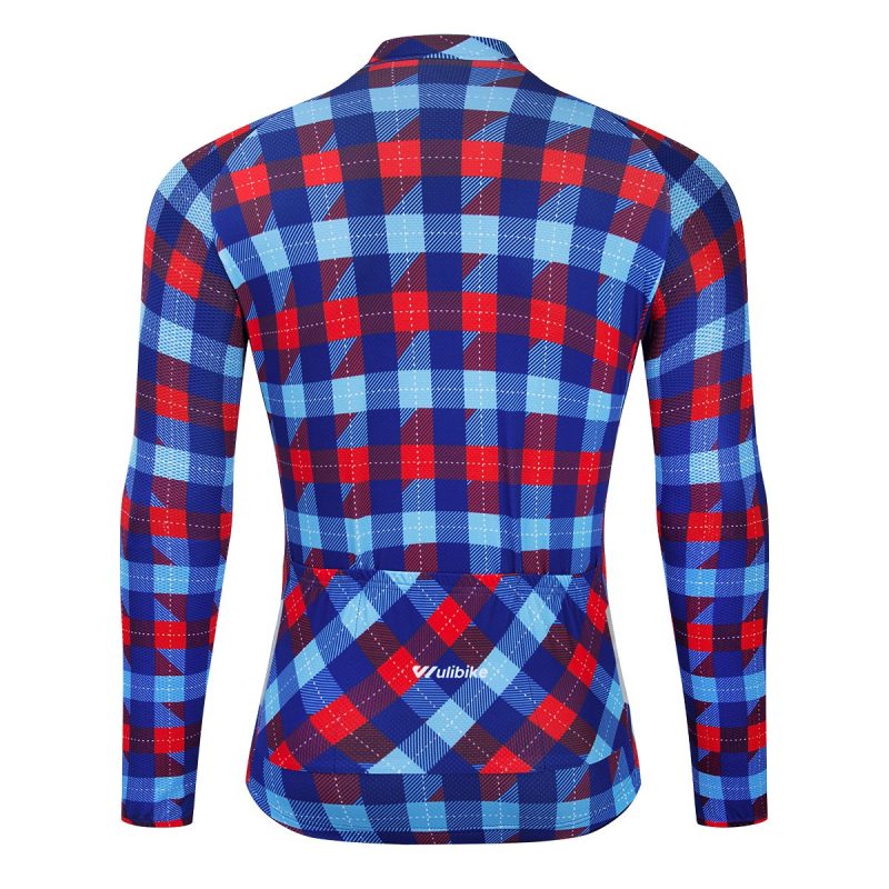 Retro Long Sleeve Jersey Red Classic Plaid - Image 2