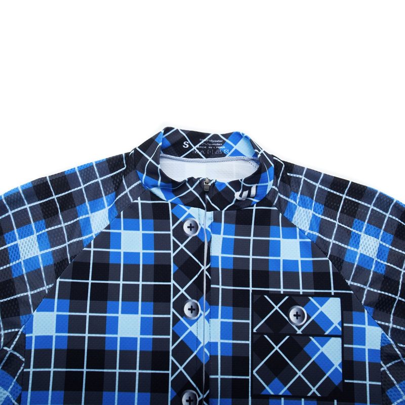 Retro Cycle Jersey Classic Plaid Blue - Image 4