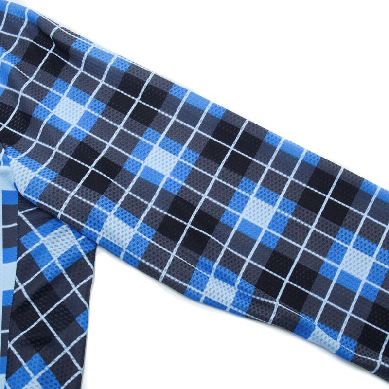 Retro Long Sleeve Jersey Blue Classic Plaid - Image 7