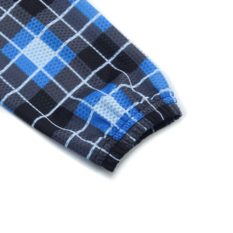 Retro Long Sleeve Jersey Blue Classic Plaid - Image 8