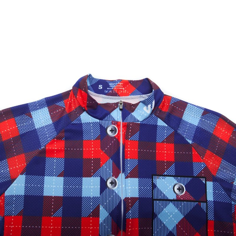 Retro Cycle Jersey Classic Plaid Red - Image 4