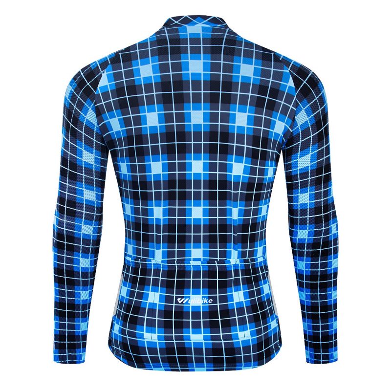 Retro Long Sleeve Jersey Blue Classic Plaid - Image 2