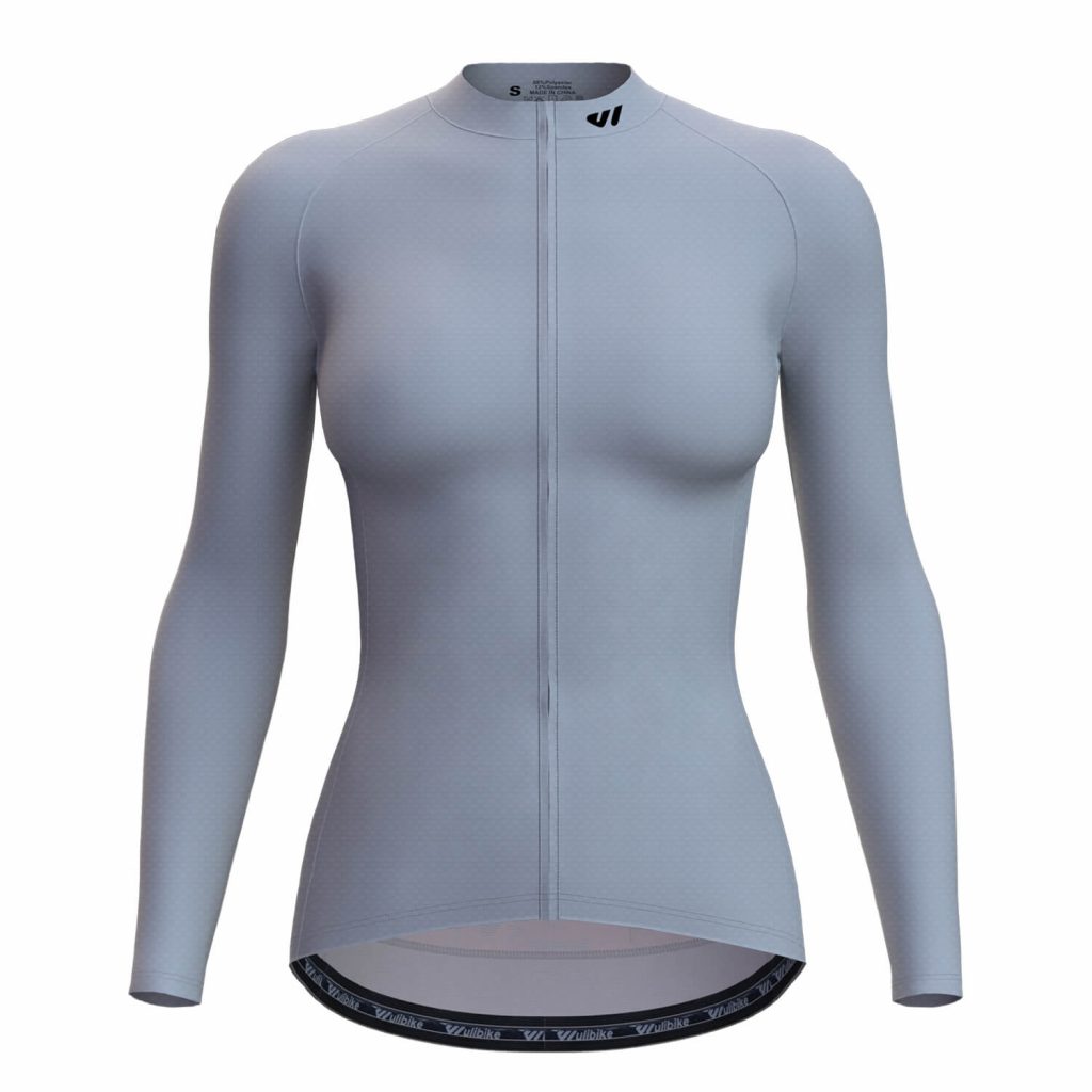 wulibike long sleeve cycling jersey womens solid W1016-Front