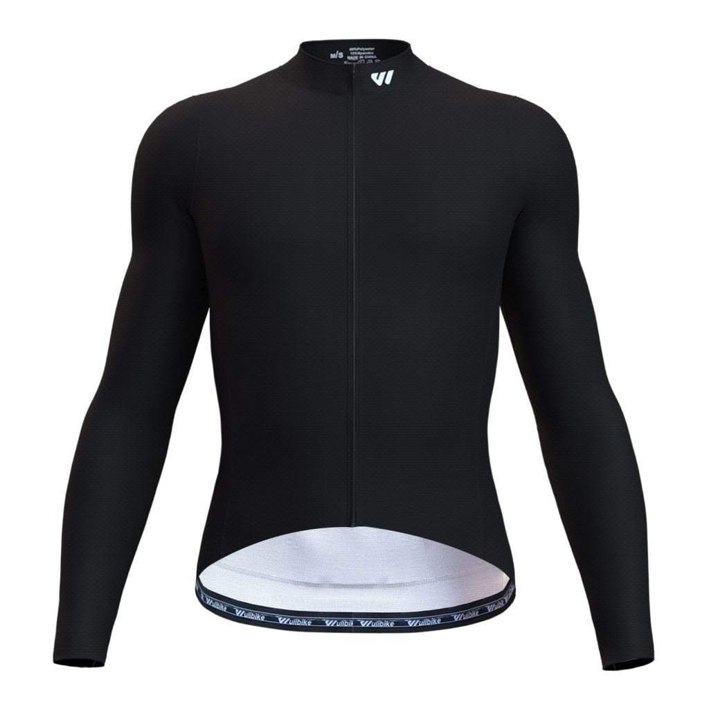 wulibike men long sleeve cycling jerseys black M10091 front