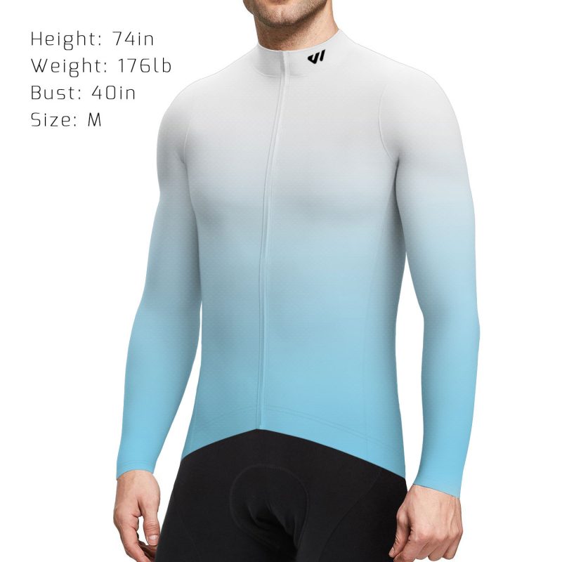 Men Long Sleeve Jersey Gradient Alaskan Blue - Image 2