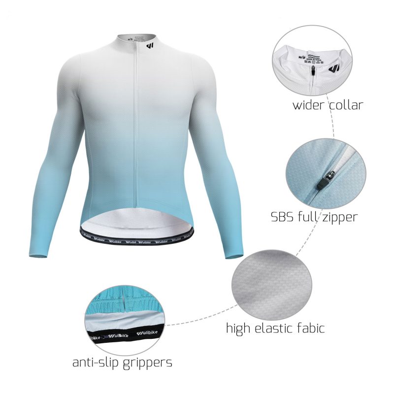 Men Long Sleeve Jersey Gradient Alaskan Blue - Image 3