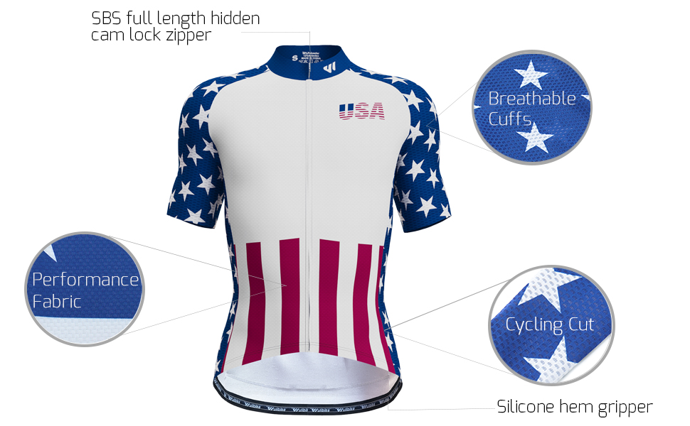 wulibike men usa flag cycling jersey short sleeve M10013-description1