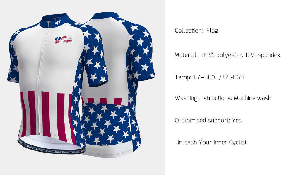 wulibike men usa flag cycling jersey short sleeve M10013-description2