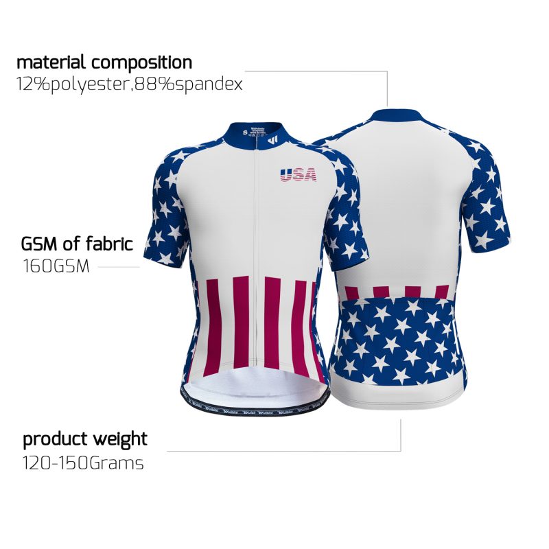 wulibike men usa flag cycling jersey short sleeve M10013-deta