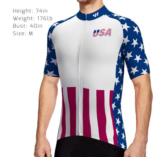 wulibike men usa flag cycling jersey short sleeve M10013-model show