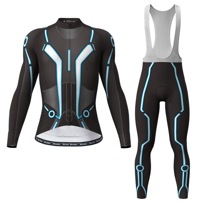 wulibike men's TRON long sleeve cycling kit orange 3134+3170-front