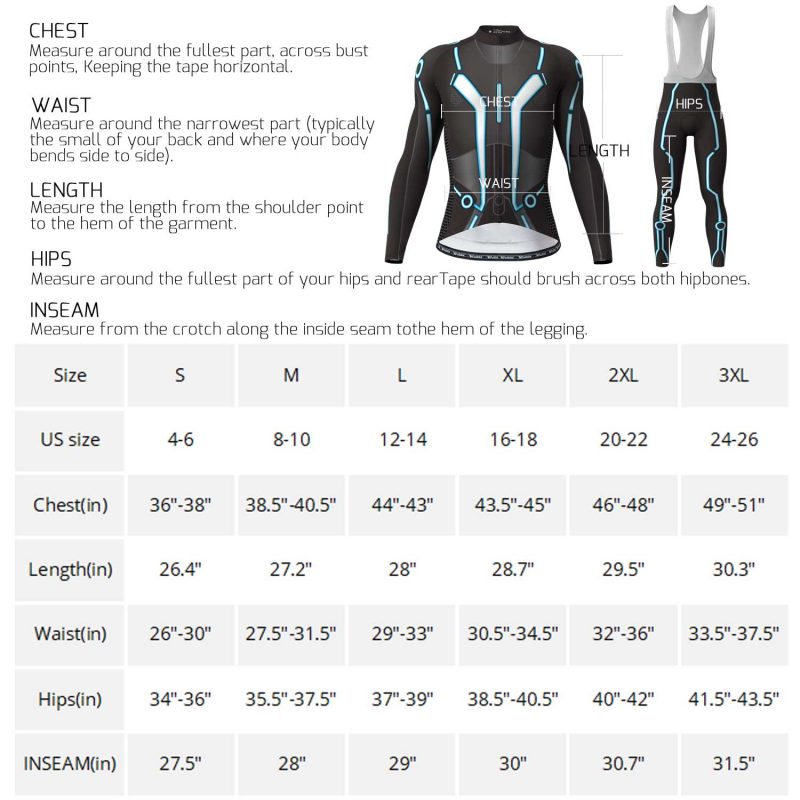 Men Long Sleeve Cycling Kits TRON Blue - Image 5