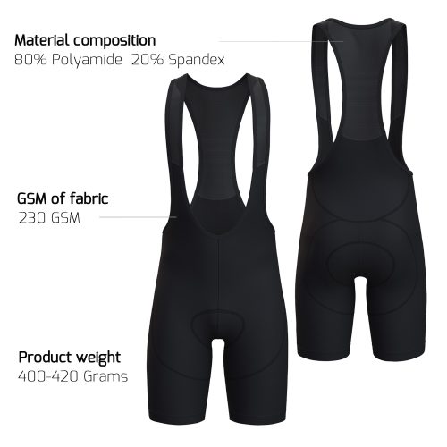 wulibike men's cycling bib shorts black M2003-deta