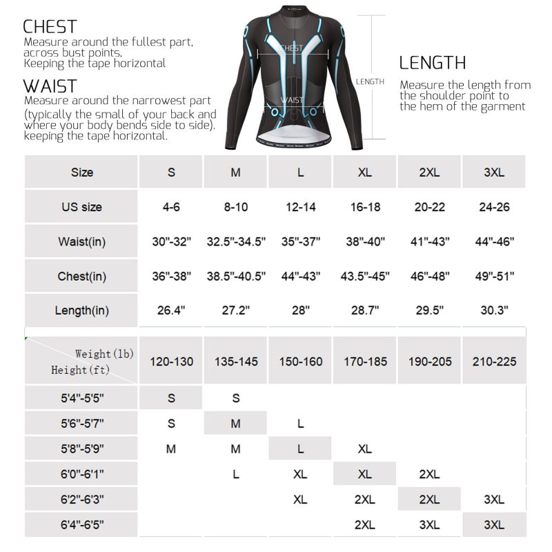 wulibike men's cycling long sleeve jersey blue TRON 3134-size