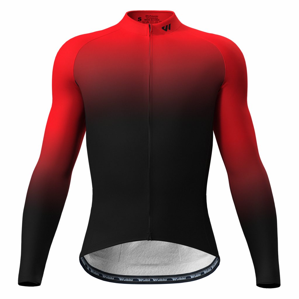wulibike men's long sleeve thermal cycling jersey M10022-Front