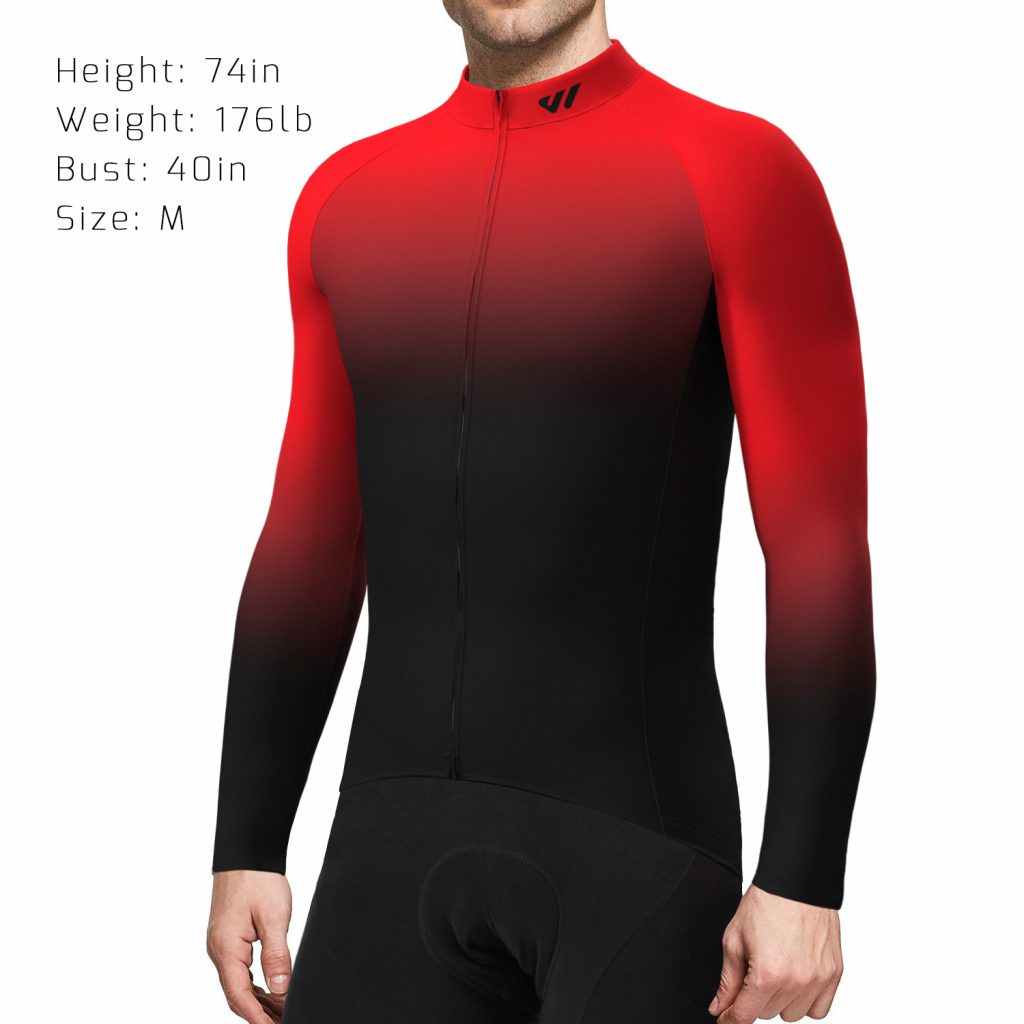 wulibike men's long sleeve thermal cycling jersey M10022-model show