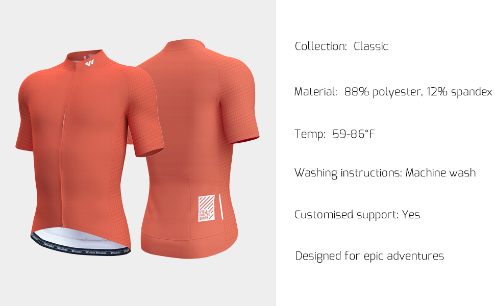 wulibike mens short sleeve bike jersey Living Coral M10080-description2