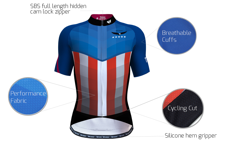 wulibike mens usa flag bike jersey M10018-description1
