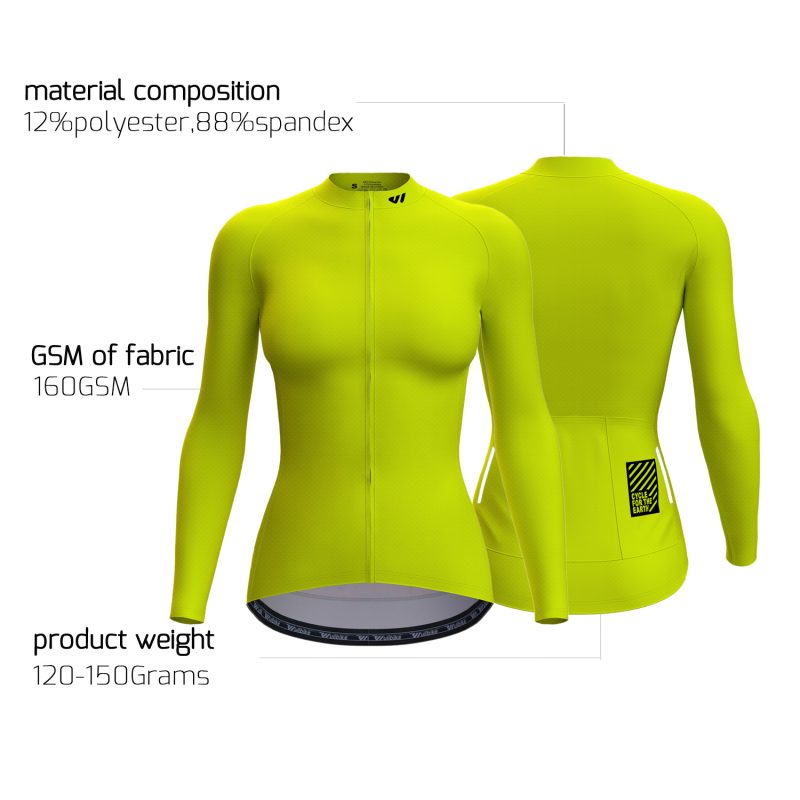 Women Long Sleeve Jersey Lime Punch - Image 3