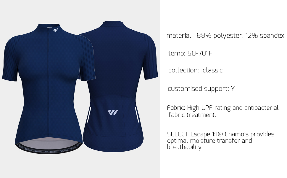 wulibike women's short sleevSodalite Blue jersey solid W1006-description2