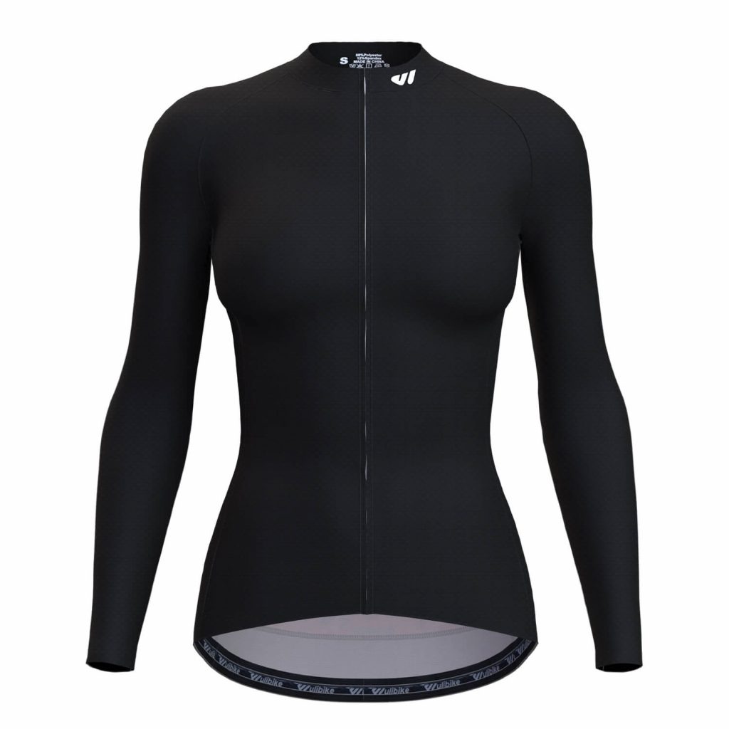 wulibike women's cycling long sleeve jersey black w1014-Front