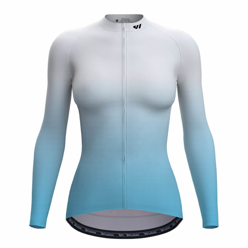 wulibike women's long sleeve cycling jersey gradient orange W1018-front