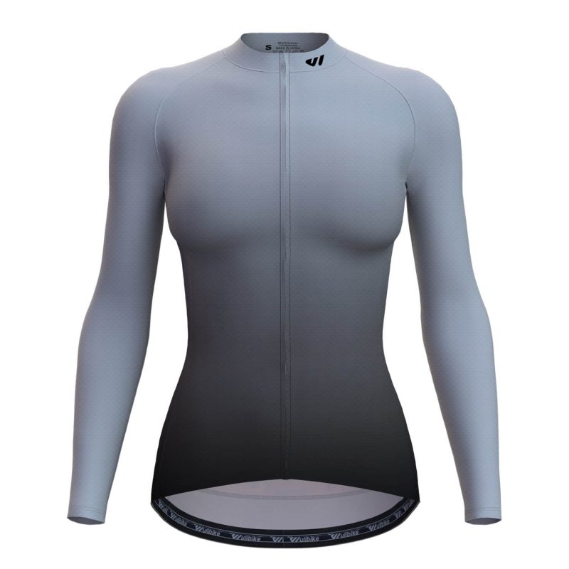 wulibike women's long sleeve cycling jersey gradient orange W1019-front
