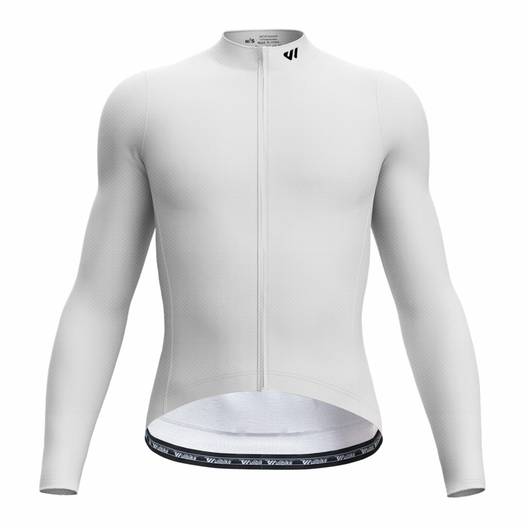 wulibike men cycling jersey long sleeve Lily White M10092 front