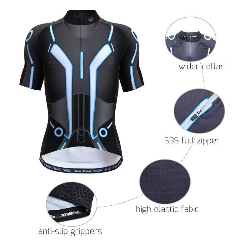 wulibike men's cycling kit short sleeve TRON blue M300103-deta