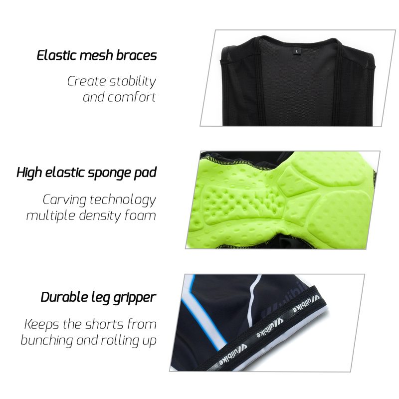 wulibike men's cycling kit short sleeve TRON blue M300103-details