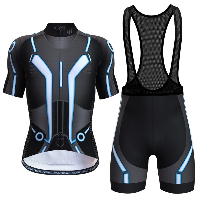 wulibike men's cycling kit short sleeve TRON blue M300103-front