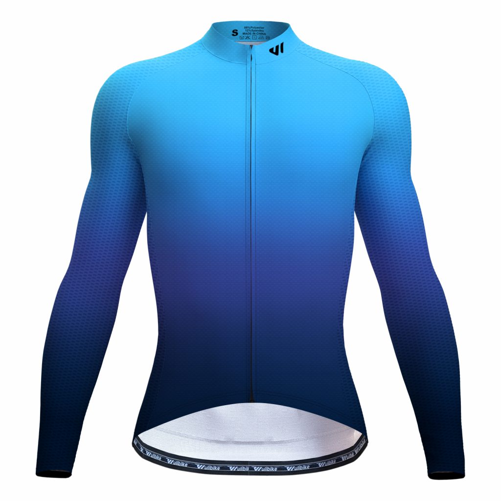 Men Long Sleeve Jersey Gradient Blue