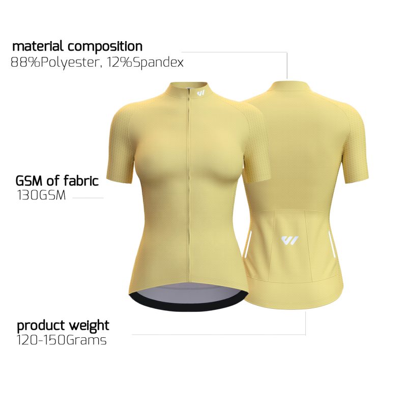 wulibike women short sleeve bike jersey Goose Yellow W1009-deta