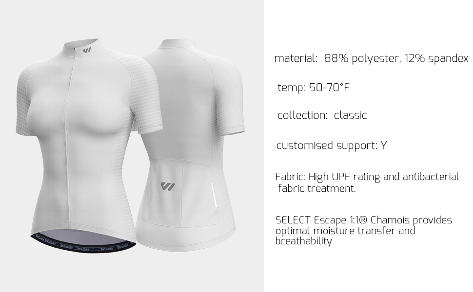 wulibike women short sleeve bike jersey white W1010-description2