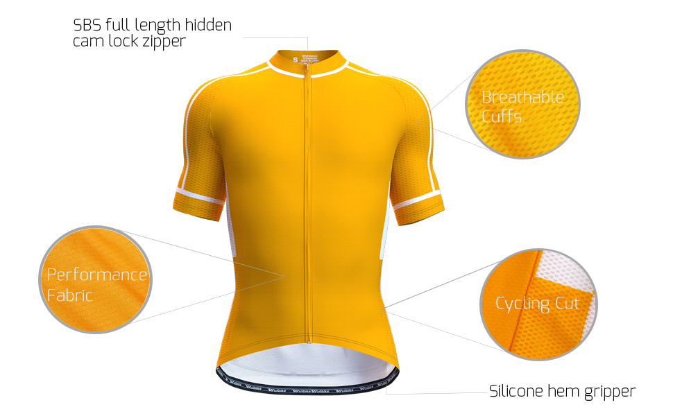wulibike mens summer cycling jerseys yellow m10103-description1