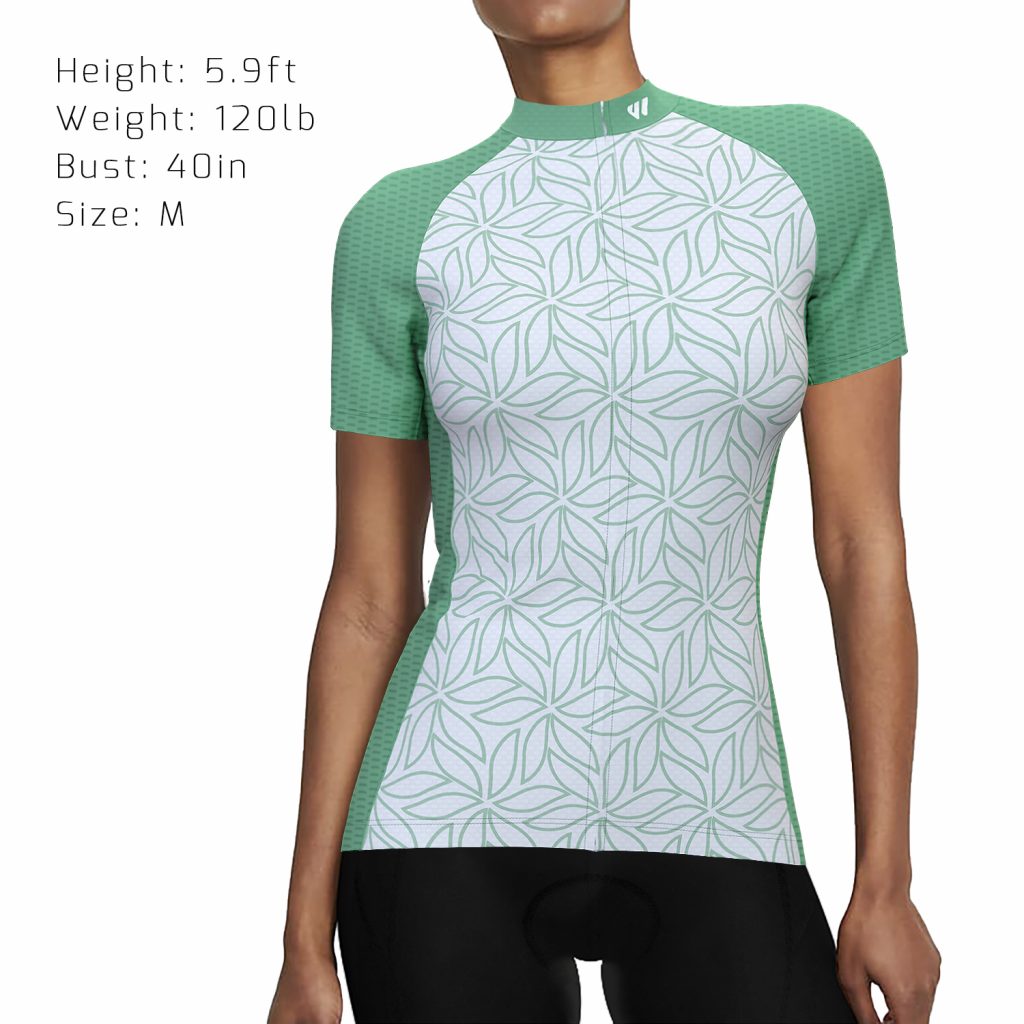 wulibike womens summer cycling jersey duo jersey light white/green-model show