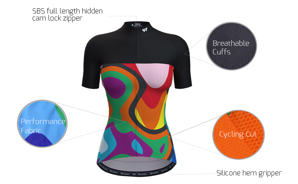 wulibike womens cycling jersey summer short sleeve W1034-description1