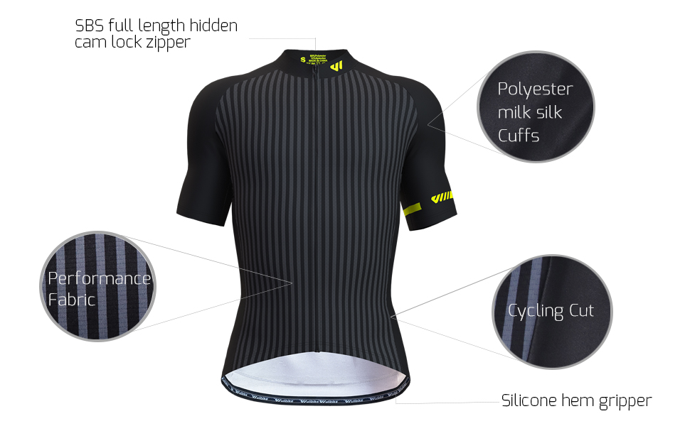 wulibike men's black summer cycling jersey short sleeve M10118-description1