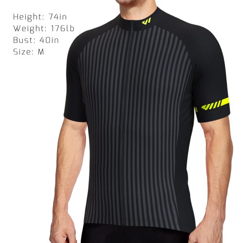 wulibike men's black summer cycling jersey short sleeve M10118-model show