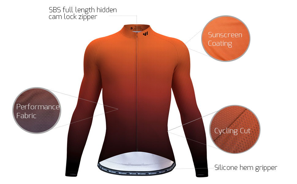 wulibike-mens-GRADIENT-ORANGE-LONG-SLEEVE-BICYCLE-JERSEY-M10025-description1