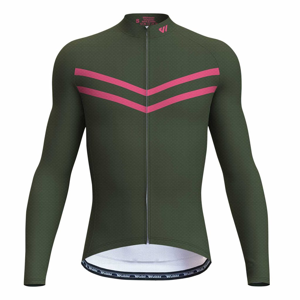 wulibike-men-cycling-jersey-long-sleeves-olive-green-M10136-front