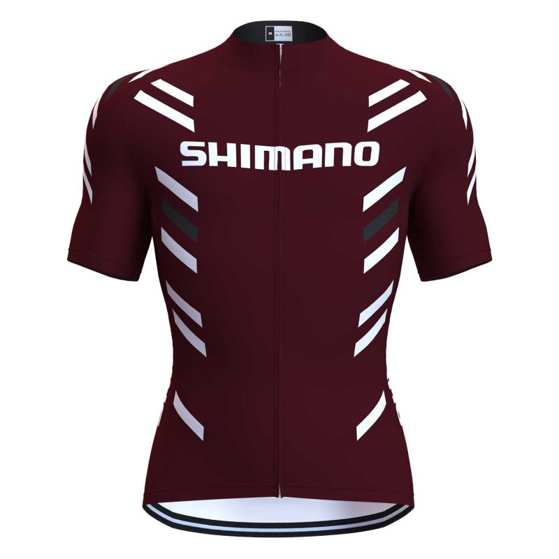 men's cycling jersey set shimano brown red front