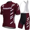 men's cycling jersey set shimano brown red sidefront