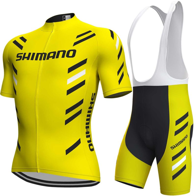 mens cycling jersey set Yellow front