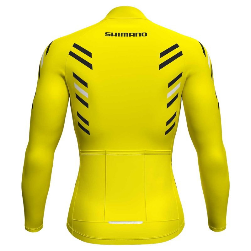 men long sleeve jersey cycling yellow back